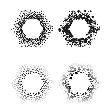 Black color hexagon frames Isolated on white background with space for your text Illustrazione stock