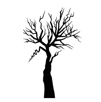 Black color leafless tree icon in winter season dry weather autumn . Stock Illustration