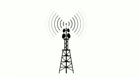 Black color network tower animated on white background Stock Footage 163658662