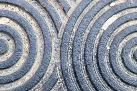 Black color of overlap circle shape textured background 写真素材
