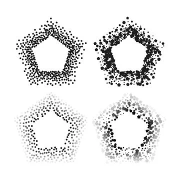 Black color pentagon frames. Isolated on white background with space for your Illustrazione stock