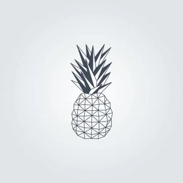 Black color pineapple vector design with grey background Stock Illustration