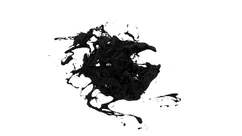 Black color ring splashes wild and turbulent - on white, with alpha (FULL HD) 스톡 동영상 84858197