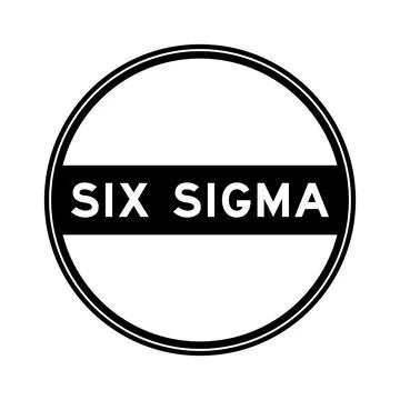 Black color round seal sticker in word six sigma on white background Stock Illustration