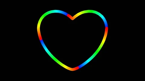 Black Color Screen colorful love heart Background video Stock Footage