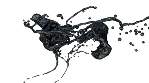 Black color splashes collide in slow motion, isolated on white (FULL HD) Stock Footage 36591143