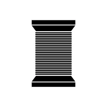 Black color tailor thread bobbin icon isolated.Vector illustraton. Illustrazione stock