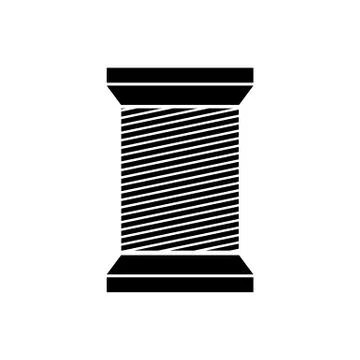Black color tailor thread bobbin icon isolated.Vector illustraton. 스톡 일러스트