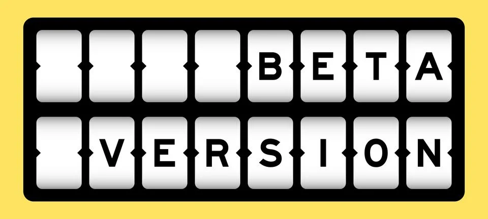 Black color in word beta version on slot banner with yellow color background Stock Illustration