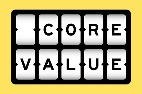 Black color in word core value on slot banner with yellow color background Stock Illustration