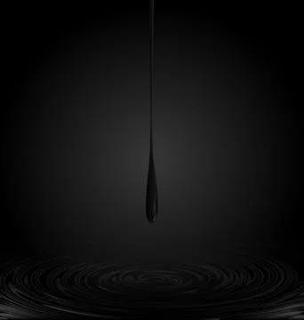 Black colored background image circles and falling drop Stock Illustration