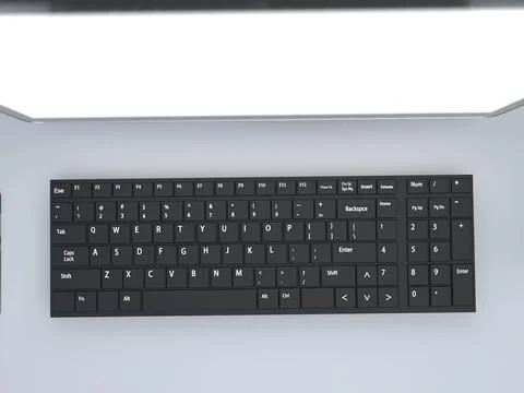 Black Colored Desktop Keyboard 3D Render Stock Illustration