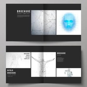 The black colored vector of editable layout of two covers templates for square Stock Illustration