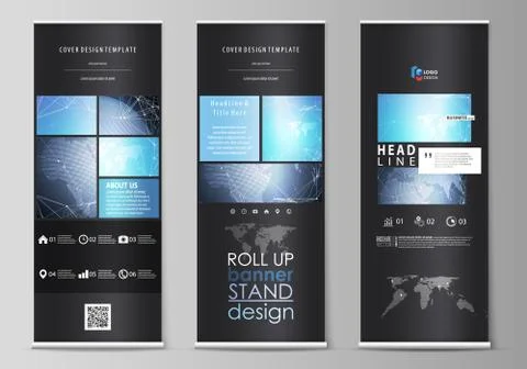 The black colored vector illustration of the editable layout of roll up ban.. Stock Illustration