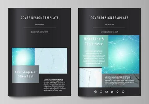 The black colored vector illustration of the editable layout of A4 format covers Stock Illustration