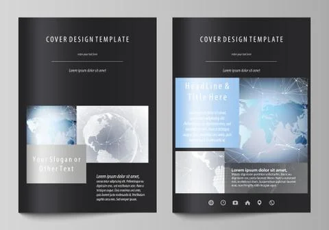 The black colored vector illustration of the editable layout of A4 format covers Stock Illustration