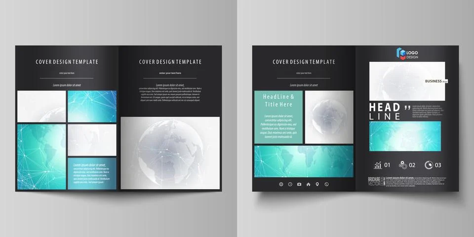 The black colored vector illustration of editable layout of two A4 format covers Stock Illustration