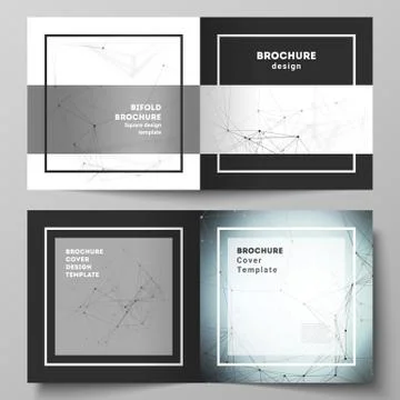 Black colored vector layout of two covers templates for square design bifold Illustrazione stock