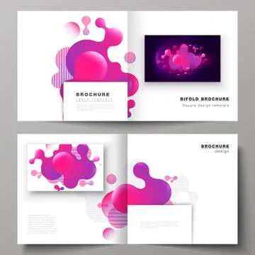 The black colored vector layout of two covers templates for square design bifold Stock Illustration