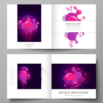 The black colored vector layout of two covers templates for square design bifold Stock Illustration