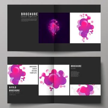 The black colored vector layout of two covers templates for square design bifold Stock Illustration