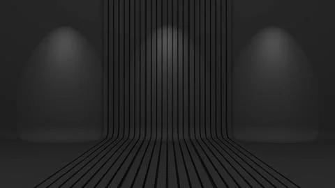 Black colour background wall with light spot floor display, black backdrop .. Stock Photos