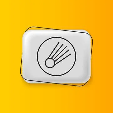 Black Comet falling down fast icon isolated on yellow background. Silver re.. Illustrazione stock