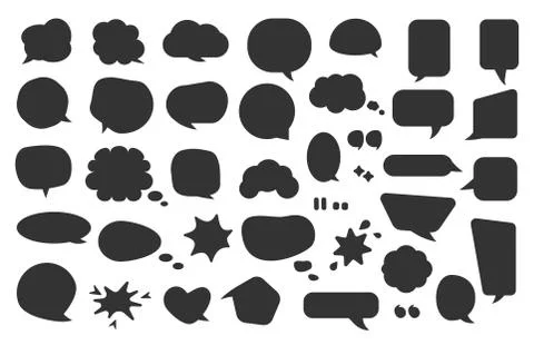 Black comic speak bubble message icon vector set Stock Illustration