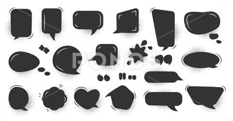 Black comic speak bubble message icon vector set: Graphic #137923933