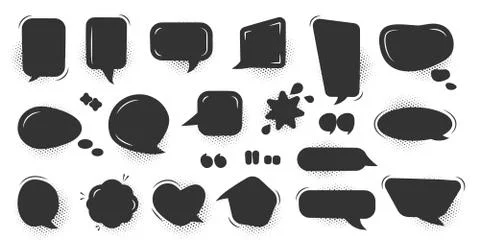 Black comic speak bubble message icon vector set Illustrazione stock