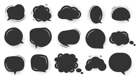 Black comic speak bubble message icon vector set 스톡 일러스트