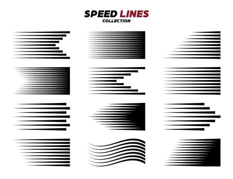 Black comic speed motion line. Vector collection. イラスト素材