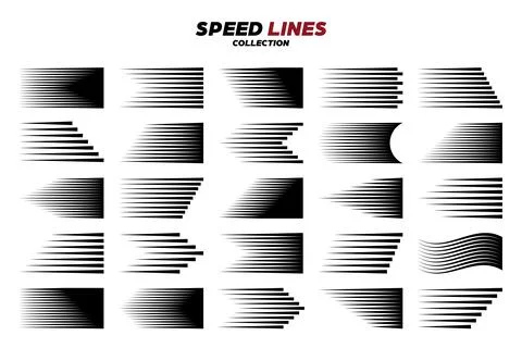 Black comic speed motion line. Vector collection. Stock Illustration
