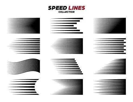 Black comic speed motion line. Vector collection. イラスト素材
