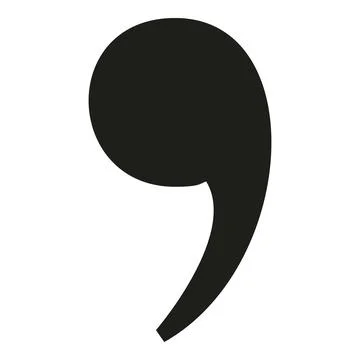Black comma punctuation mark for grammar and text Stock Illustration