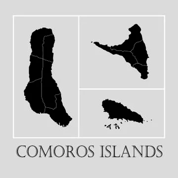 Black Comoros islands map - vector illustration Stock Illustration