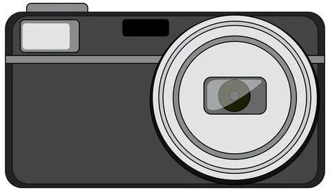 Black compact camera on white background Stock Illustration