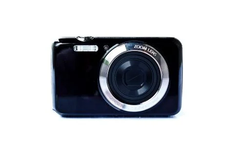 Black compact digital camera Stock Photos