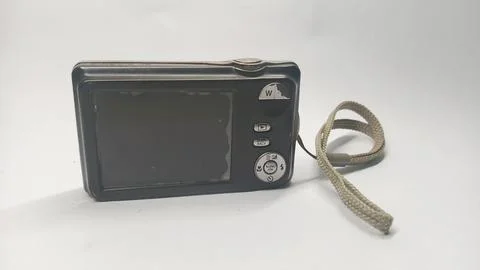 Black Compact Digital Camera Rear View with LCD Screen Foto stock