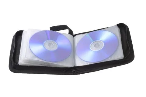 Black compact disk storage bag Stock Photos