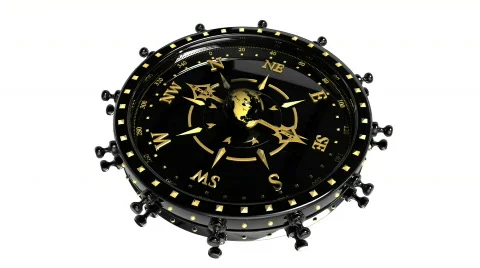 Black Compass with Earth - Compass 21 (HD) Video stock 809972