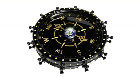 Black Compass with Earth - Compass 22 (HD) Video stock 809934
