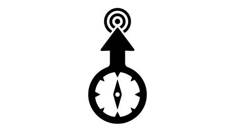 Black compass icon with up arrow and signal symbol Stock Illustration