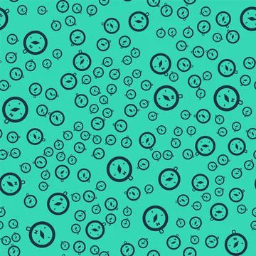 Black Compass icon isolated seamless pattern on green background. Windrose na イラスト素材