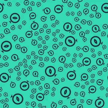 Black Compass icon isolated seamless pattern on green background. Windrose Stock Illustration