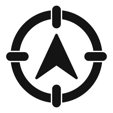 Black compass pointing north icon showing direction Stock Illustration