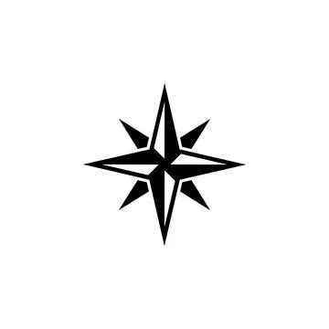 Black compass rose icon, simple navigation symbol Stock Illustration