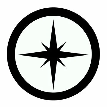 Black Compass Rose Silhouette Vector Illustration, Nautical Navigation Symbol wi Stock Illustration