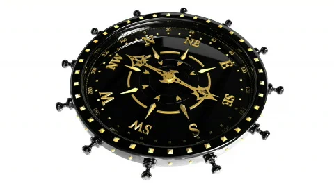 Black Compass on White Background - Compass 19 (HD) Stock Footage 800015