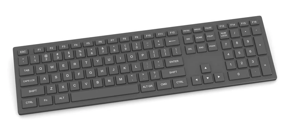 Black Complete Pc Keyboard Isolated on White Background Stock Illustration